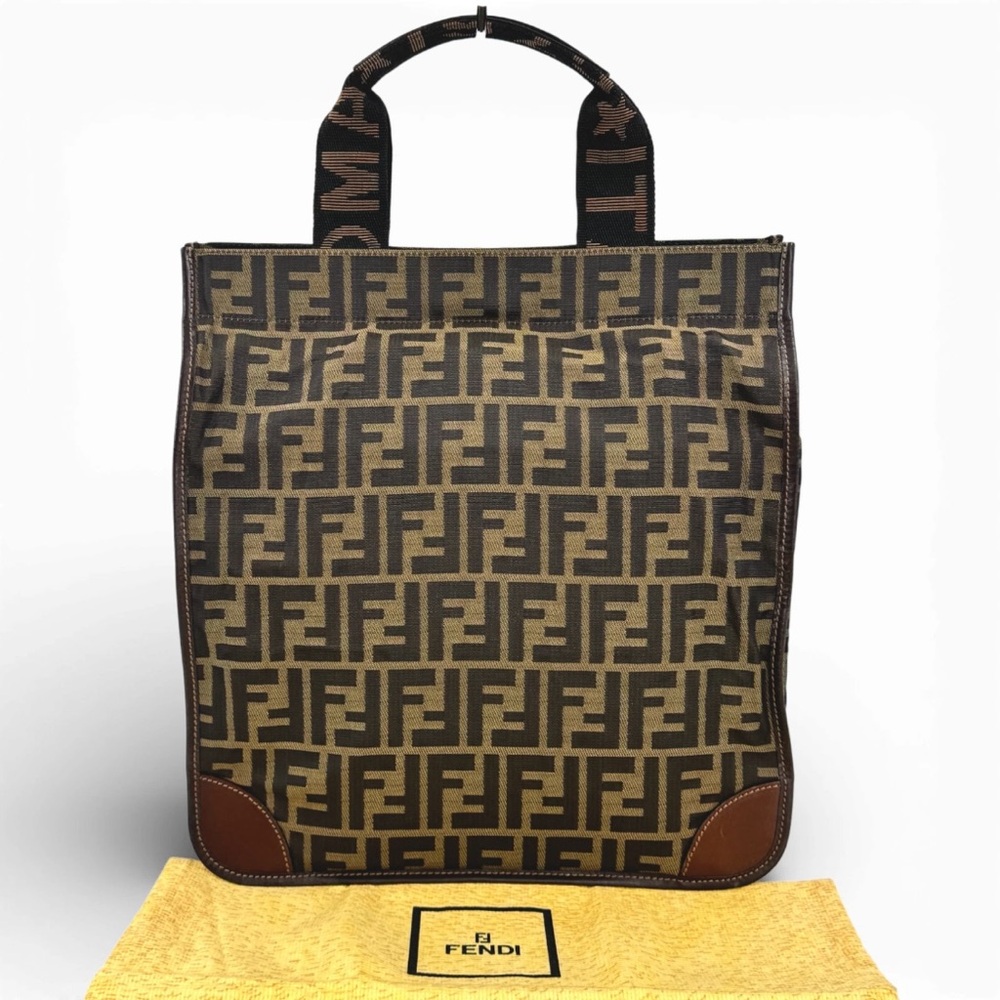 AUTH FENDI Tote Bag • Zucca Forever FF Fendi Logo Mania Monogram Tobacco Color